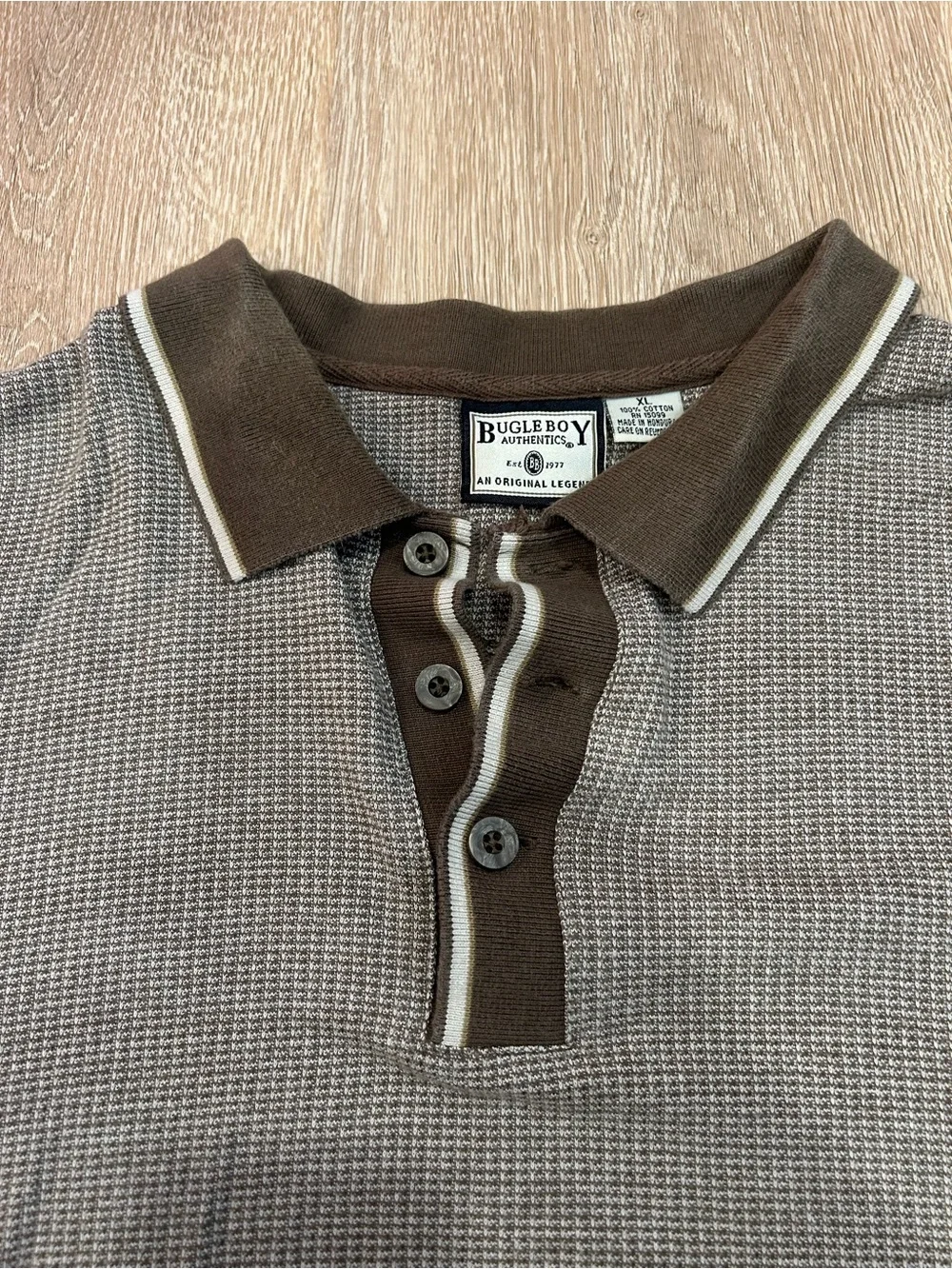 Bugle Boy Brown Short Sleeve Polo with Contrast Collar XL